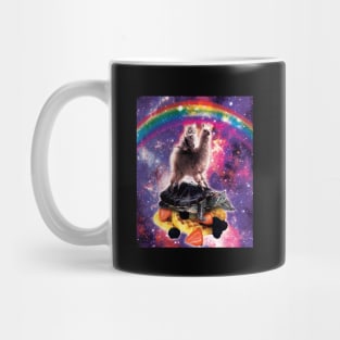 Space Cat Llama Turtle Riding Waffles Mug